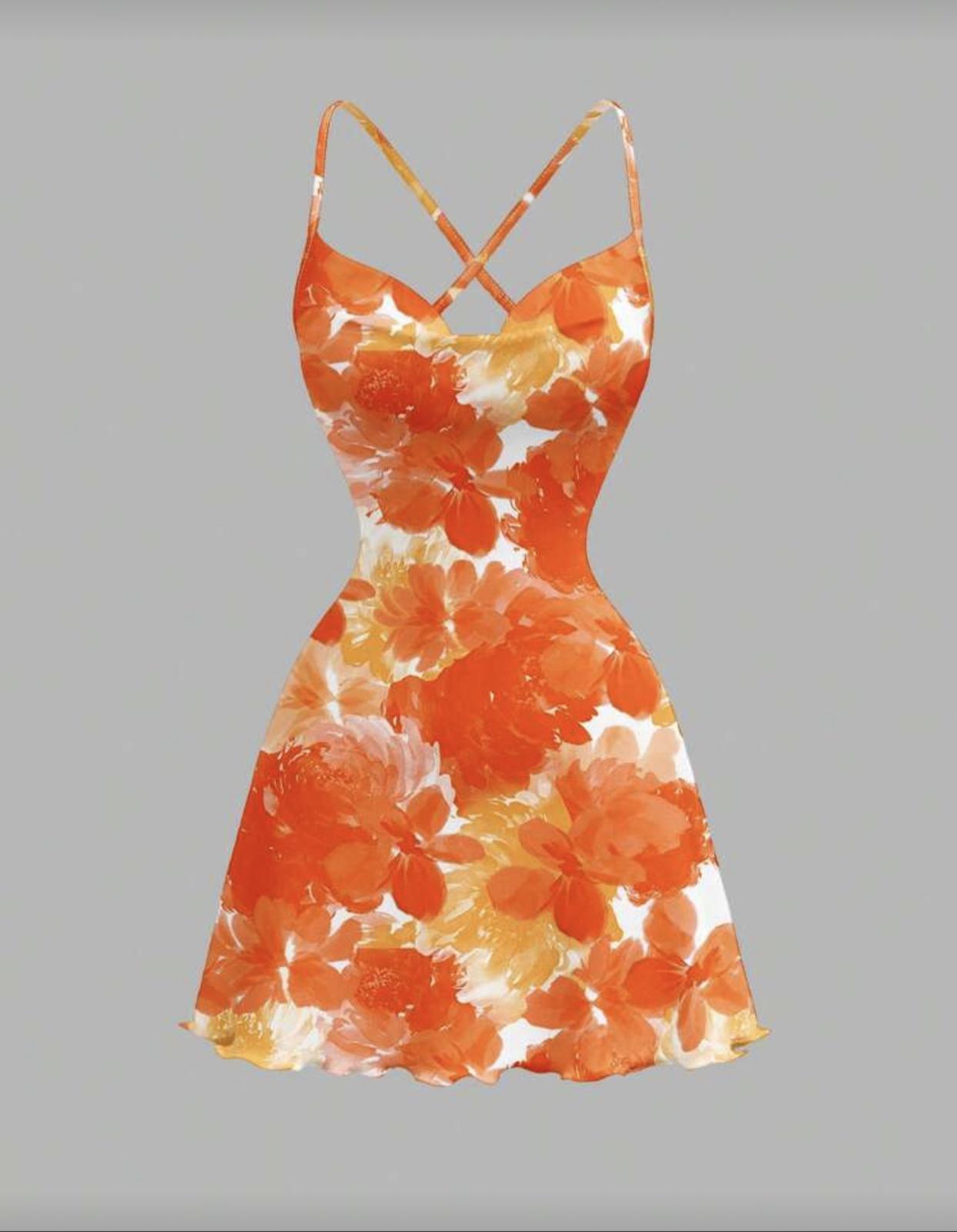 Floral Orange Summer Dress