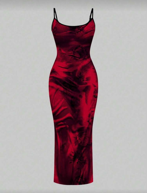 Elegant Red Evening Long Dress