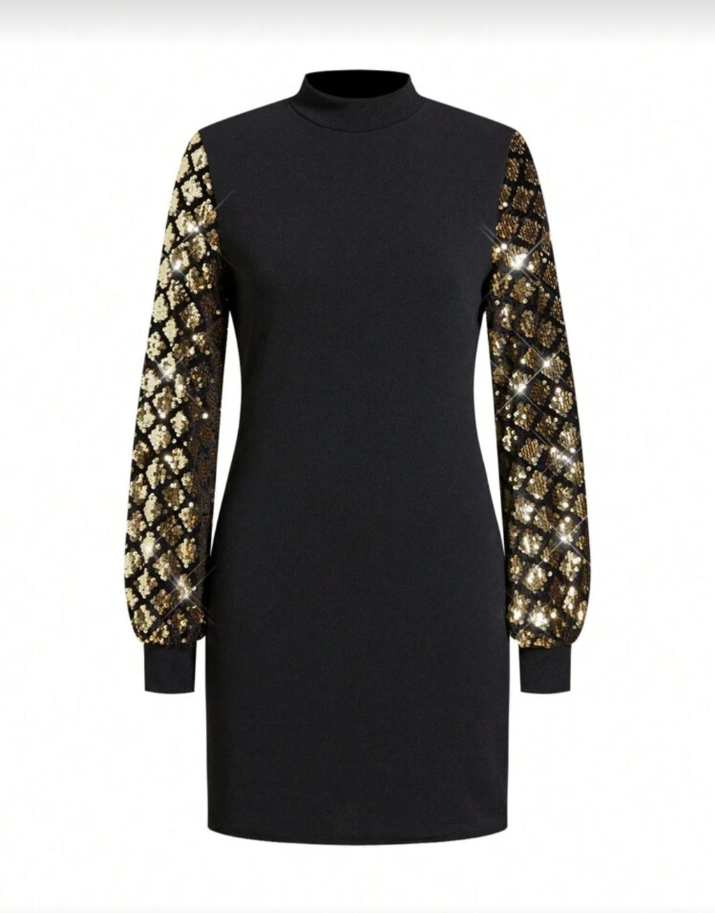 Elegant Black Sequin Sleeve Bodycon Dress