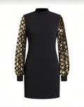 Elegant Black Sequin Sleeve Bodycon Dress
